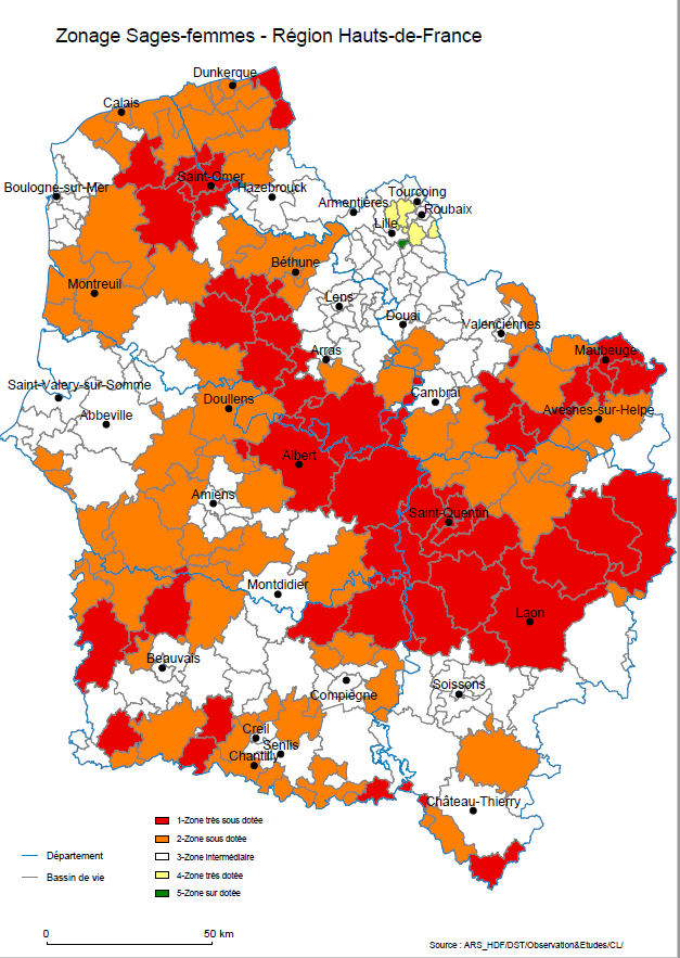 Cartographie du zonage Sages-Femmes