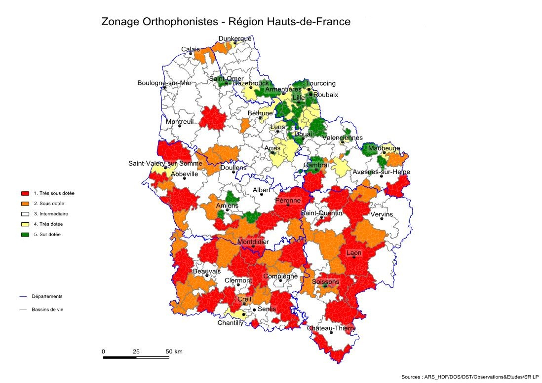 Cartographie du zonage orthophonistes
