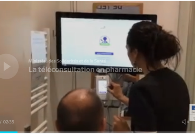 Photo extraite d'un reportage vidéo sur la téléconsultation en pharmacie